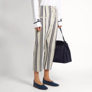 NWOT JOSEPH Ombria Striped Cotton Linen Wide Leg Trouser Pants Size M